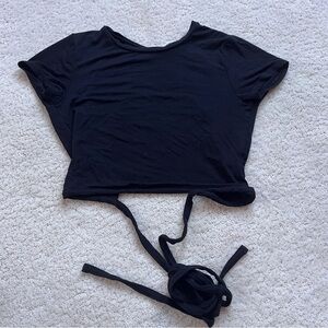Black Tie-Back Crop Top